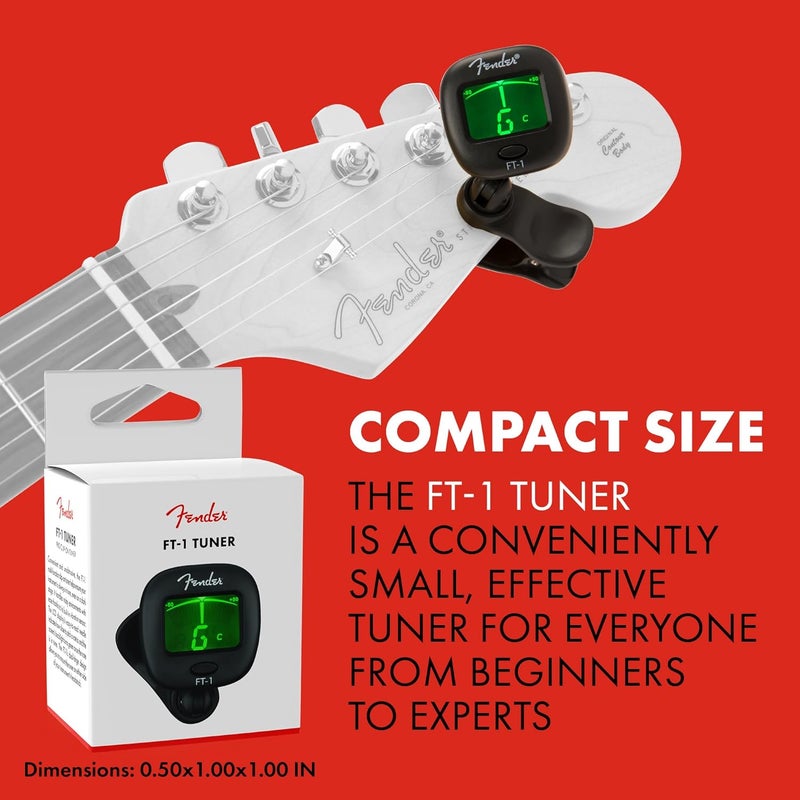 FENDER FT-1 Professional Guitar Tuner Clip On, with 1-Year Warranty, Full-Range Chromatic Guitar Tuner with Dual-Rotating Hinges, A4 Calibration - Image 3